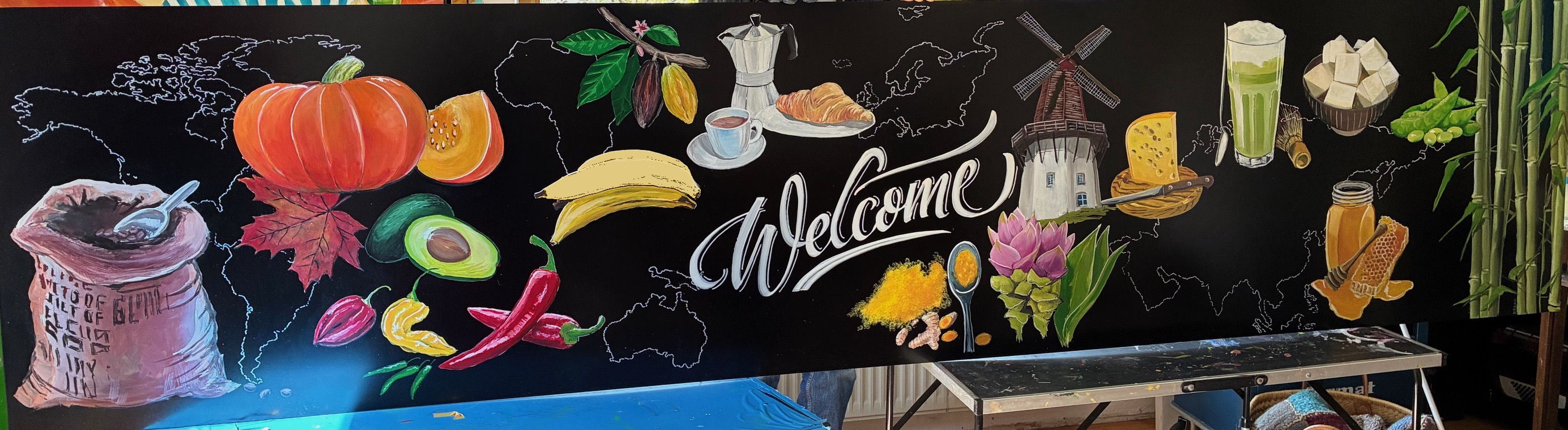 Kreidetafel Café Vista im Museum Fünf Kontinente - München