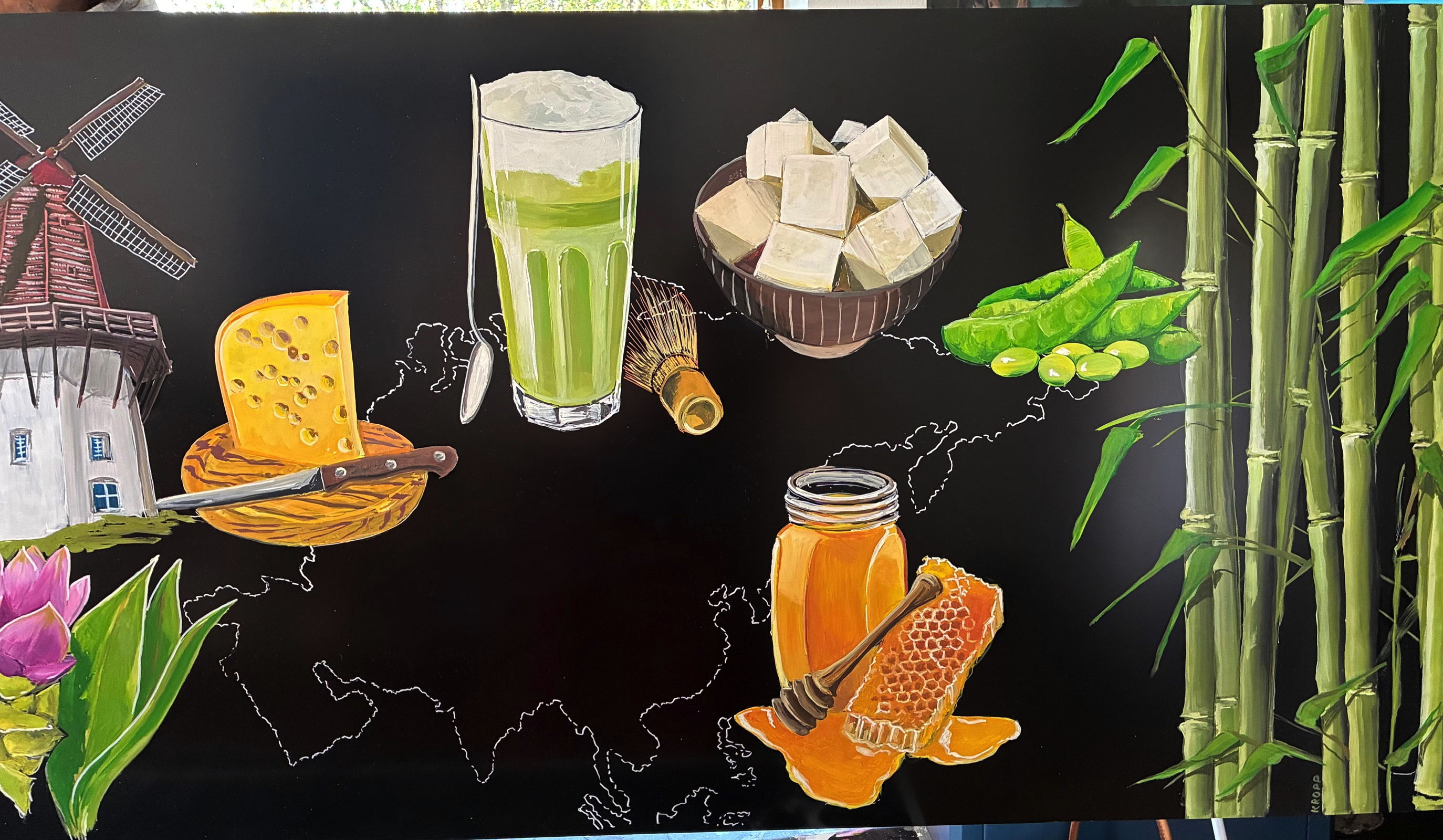 Kreidetafel Café Vista im Museum Fünf Kontinente - München
