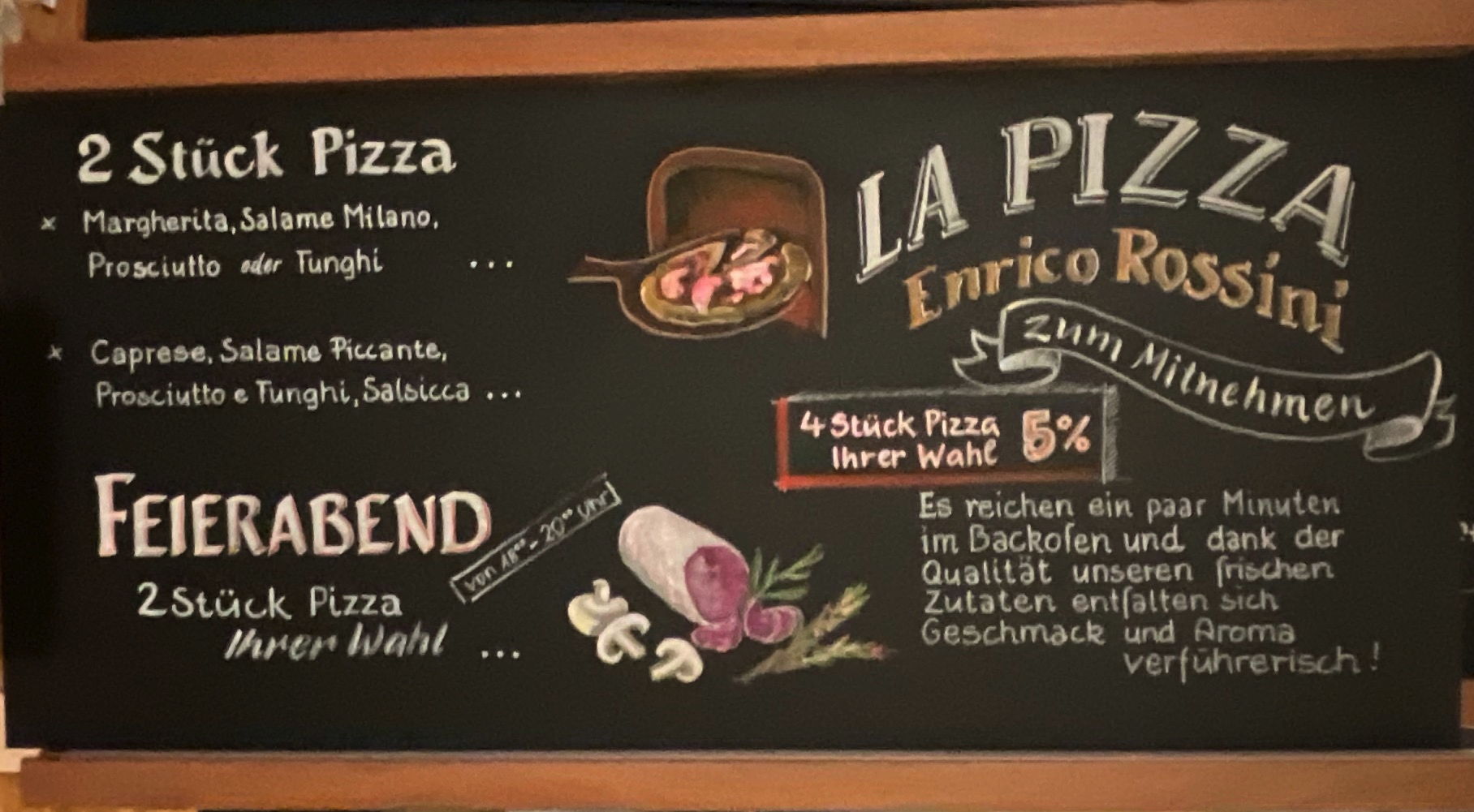 Kreidetafel für Takeaway Pizzeria